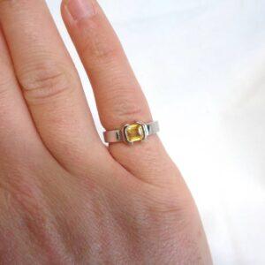 Yellow Sapphire Ring Solid 18ct Two Colour Gold - Small Size I (US 4.25) - S8109 - Image 7