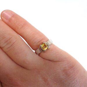 Yellow Sapphire Ring Solid 18ct Two Colour Gold - Small Size I (US 4.25) - S8109 - Image 8