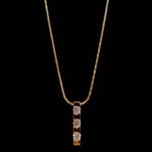 Elegant Three Stone 0.30ct Diamond Necklace 18ct Yellow Gold - 18'' Chain (S7925) - Image 1