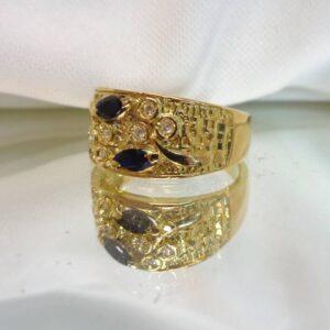 Unique Sapphire & Diamond Band 18ct Yellow Gold - Size Q (S8123) - Image 5