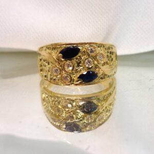 Unique Sapphire & Diamond Band 18ct Yellow Gold - Size Q (S8123) - Image 6