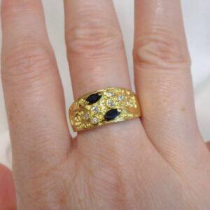 Unique Sapphire & Diamond Band 18ct Yellow Gold - Size Q (S8123) - Image 7