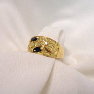 Unique Sapphire & Diamond Band 18ct Yellow Gold - Size Q (S8123) - Image 3