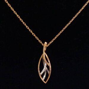 Diamond Leaf Necklace 9ct Rose and White Gold - 18'' Chain (S8138) - Image 1