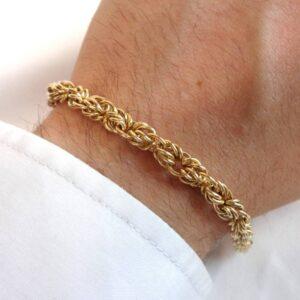Vintage c.1985 Fancy Link Bracelet 9ct Yellow Gold - Length 7 1/4in (18.41cm) - 7.3 grams - S8265 - Image 4
