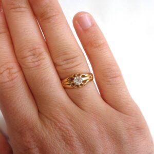 Antique c.1896 0.50ct Diamond Signet Ring 18ct Yellow Gold - Size P 1/2 (US 7.75) - S8302 - Image 8