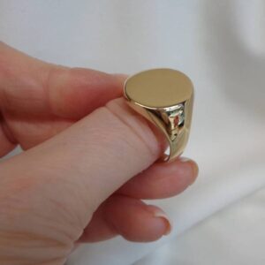 Solid Oval Signet Ring - 9ct Yellow Gold - Size W - 11.5g (S8293) - Image 5