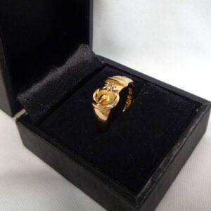 Antique 18ct Yellow Gold & Diamond Buckle Ring - Size N - 1898 (S8330) - Image 8