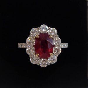 Quality Burmese Ruby & Diamond Cluster Ring 18ct White Gold - Size M 1/2 (US 6.5) - S8207 - Image 2