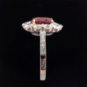 Quality Burmese Ruby & Diamond Cluster Ring 18ct White Gold - Size M 1/2 (US 6.5) - S8207 - Image 3