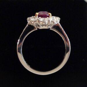 Quality Burmese Ruby & Diamond Cluster Ring 18ct White Gold - Size M 1/2 (US 6.5) - S8207 - Image 4