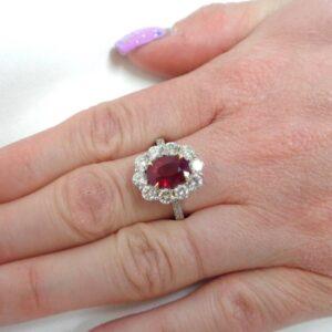 Quality Burmese Ruby & Diamond Cluster Ring 18ct White Gold - Size M 1/2 (US 6.5) - S8207 - Image 10