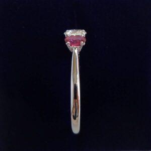 Beautiful Ruby and Diamond Three Stone Ring 18ct White Gold - Size N (US 6.75) - S8299 - Image 2