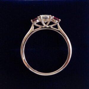 Beautiful Ruby and Diamond Three Stone Ring 18ct White Gold - Size N (US 6.75) - S8299 - Image 3