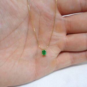 Beautiful Emerald Pendant 18ct Yellow Gold - Length 7mm - Chain 18in Adjustable (S8225) - Image 3