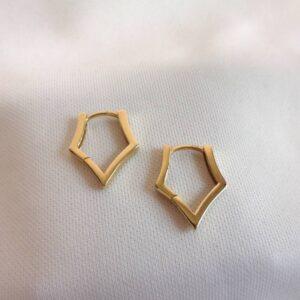 Fancy Huggie Hoop Earrings 9ct Yellow Gold - Length 18mm (S8315) - Image 3
