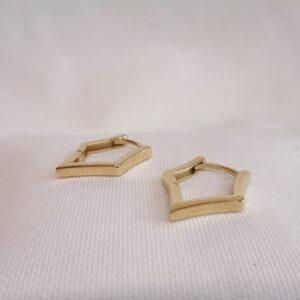 Fancy Huggie Hoop Earrings 9ct Yellow Gold - Length 18mm (S8315) - Image 4