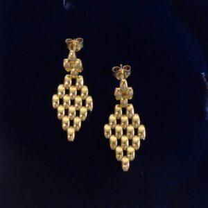 Panther Link Drop Earrings 9ct Yellow Gold - Italian Made - Length 29mm (S8317) - Image 2