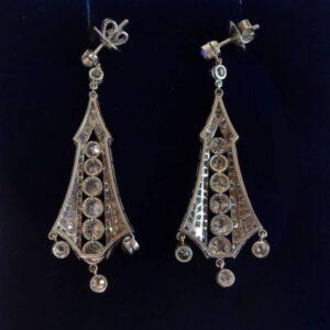 Fabulous Art Deco 6.24ct Diamond Drop Earrings Platinum - Length 56mm (S8202) - Image 3