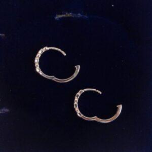 Diamond Huggie Hoop Earrings 9ct White Gold - Diameter 12mm (S8336) - Image 3