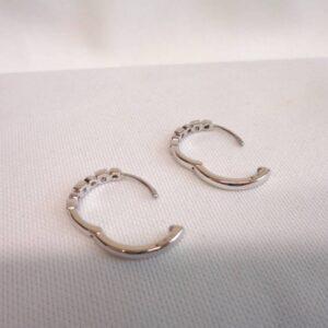 Diamond Huggie Hoop Earrings 9ct White Gold - Diameter 12mm (S8336) - Image 5