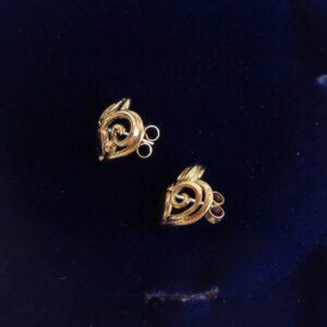 Fancy Heart Shaped Stud Earrings 9ct Yellow Gold - 14mm x 14mm - 3.2g (S8337) - Image 2