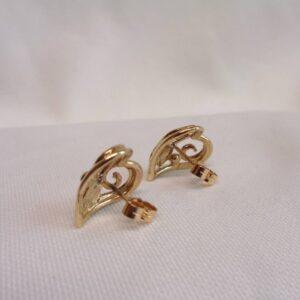 Fancy Heart Shaped Stud Earrings 9ct Yellow Gold - 14mm x 14mm - 3.2g (S8337) - Image 4