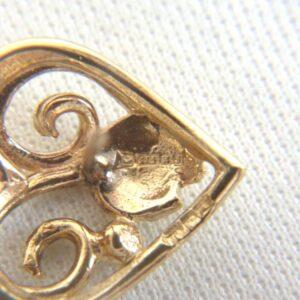 Fancy Heart Shaped Stud Earrings 9ct Yellow Gold - 14mm x 14mm - 3.2g (S8337) - Image 6