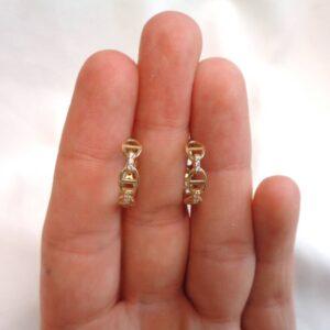 Chain Link Style CZ Huggie Hoop Earrings 9ct Yellow Gold - Length 16mm (S8339) - Image 6