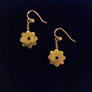 Antique Floral Diamond Drop Earrings 15ct Yellow Gold - Length 25mm (S8338) - Image 3