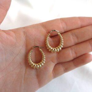 Scalloped Hoop Earrings 9ct Yellow Gold - Length 28mm (S8340) - Image 4