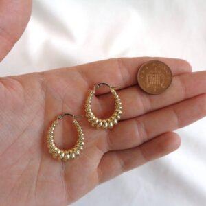 Scalloped Hoop Earrings 9ct Yellow Gold - Length 28mm (S8340) - Image 5