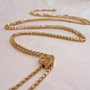 Antique Victorian Guard/Muff Chain with Heart Slider 9ct Gold - Length 58in - 26.5g (S8318) - Image 3