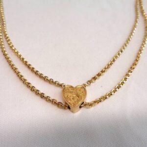 Antique Victorian Guard/Muff Chain with Heart Slider 9ct Gold - Length 58in - 26.5g (S8318) - Image 4