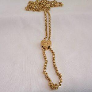 Antique Victorian Guard/Muff Chain with Heart Slider 9ct Gold - Length 58in - 26.5g (S8318) - Image 6