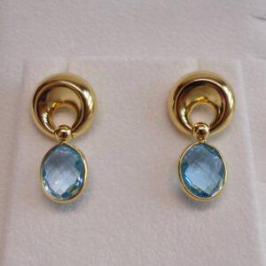 Quality Blue Topaz Drop Earrings 18ct Yellow Gold - Length 29mm (S7661) - Image 1