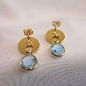 Quality Blue Topaz Drop Earrings 18ct Yellow Gold - Length 29mm (S7661) - Image 4