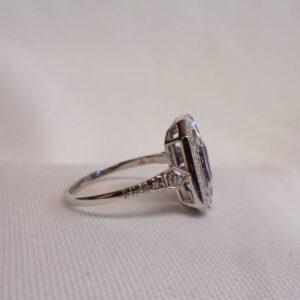 Beautiful Art Deco Style Sapphire & Diamond Cluster Ring Platinum - Size P (US 7.5) (S8240) - Image 6