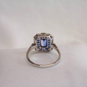 Beautiful Art Deco Style Sapphire & Diamond Cluster Ring Platinum - Size P (US 7.5) (S8240) - Image 7