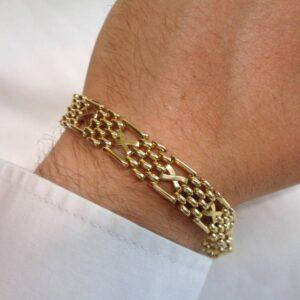 Fancy Panther/Kiss Link Bracelet 9ct Yellow Gold - Length 7 3/4in (S8319) - Image 6