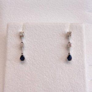 Sapphire and Diamond Drop Earrings 18ct White Gold - Length 18mm (S8341) - Image 1