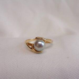 Cultured Pearl Twist Ring 14ct Yellow Gold - Size N (US 6.75) (S8351) - Image 5