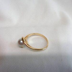 Cultured Pearl Twist Ring 14ct Yellow Gold - Size N (US 6.75) (S8351) - Image 4