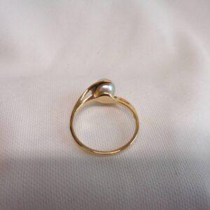 Cultured Pearl Twist Ring 14ct Yellow Gold - Size N (US 6.75) (S8351) - Image 6