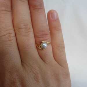 Cultured Pearl Twist Ring 14ct Yellow Gold - Size N (US 6.75) (S8351) - Image 8