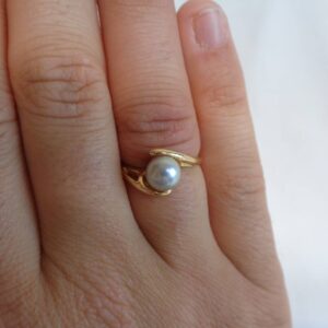 Cultured Pearl Twist Ring 14ct Yellow Gold - Size N (US 6.75) (S8351) - Image 9
