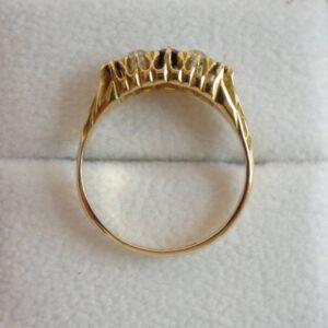 Antique c.1901 Sapphire & Diamond Five Stone Ring 18ct Gold - Size N 1/2 (US 6.75) (S8353) - Image 3