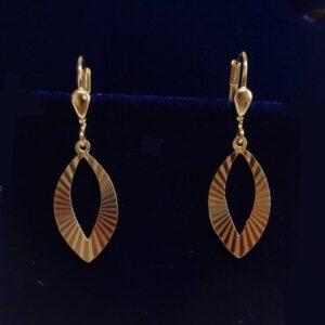 Vintage c.1968 Fancy Drop Earrings 9ct Yellow Gold - Length 33mm - 1.9g(S8354) - Image 1