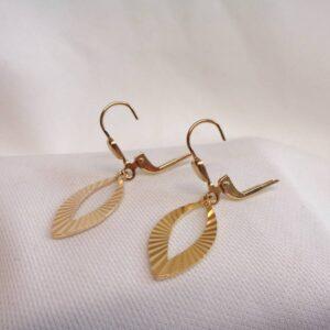 Vintage c.1968 Fancy Drop Earrings 9ct Yellow Gold - Length 33mm - 1.9g(S8354) - Image 4
