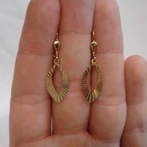 Vintage c.1968 Fancy Drop Earrings 9ct Yellow Gold - Length 33mm - 1.9g(S8354) - Image 6